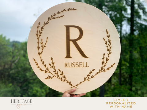 Round Wooden Monogram