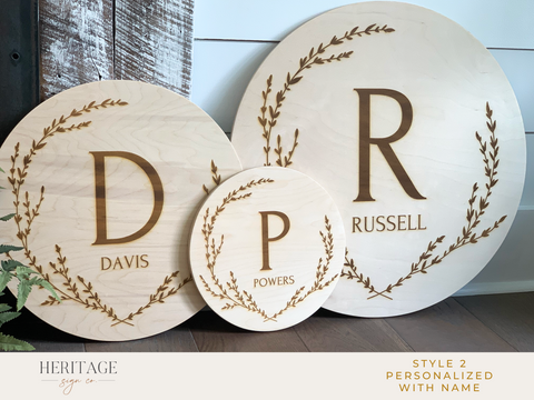 Round Wooden Monogram