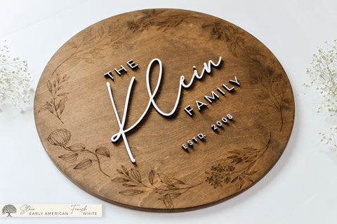 Botanical Round Family Name Sign